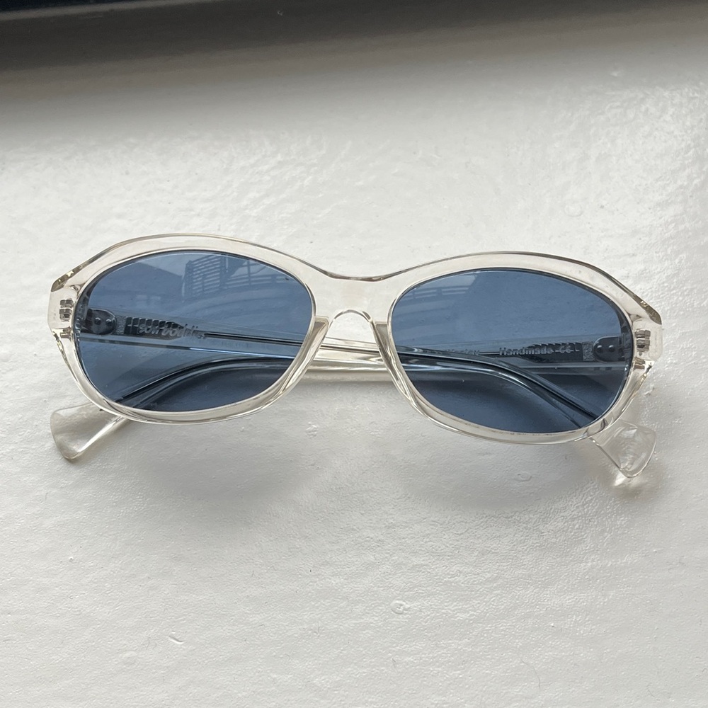 Sun Buddies Wesley Clear Frame Sunglasses with Blue Lenses